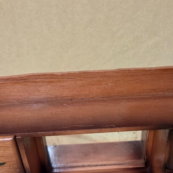 Vintage Sewing Notions Wood Wall/Countertop Cabinet with Drawers and Mirror - Picture 6 of 6